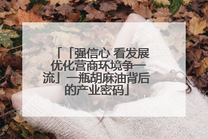 「强信心 看发展 优化营商环境争一流」一瓶胡麻油背后的产业密码